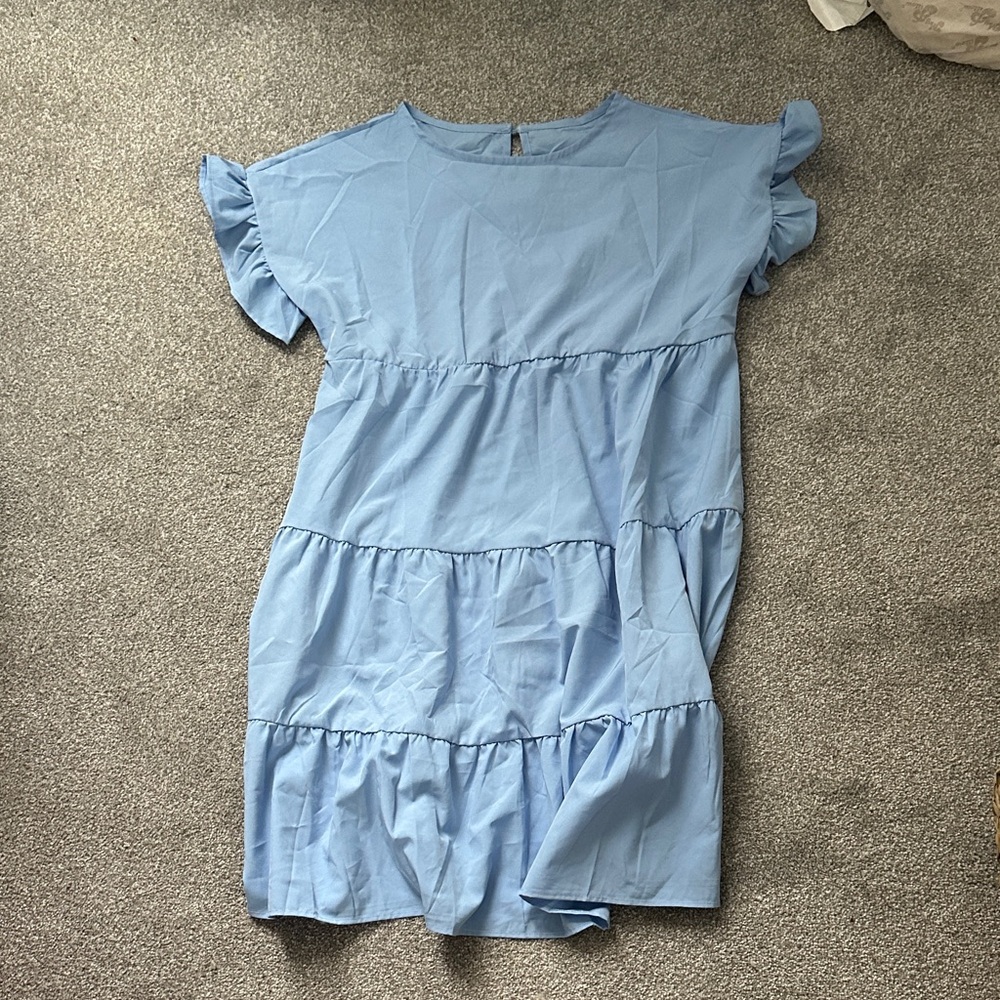 Light Blue Ruffle Tiered babydoll Dress